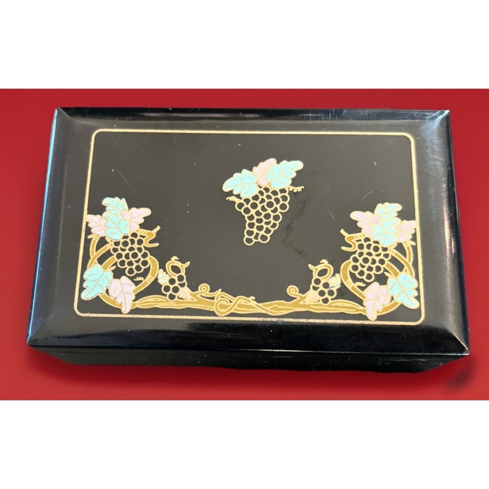 South Dakota Gold Co Lacquer Jewelry Box w Mirror Black Hills Small Grape Design